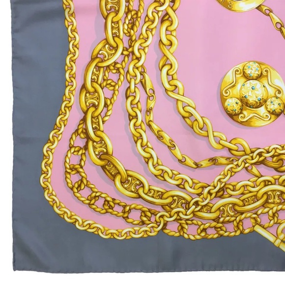 CELINE Chain Pattern Multicolor 100% Silk Scarf - Picture 8 of 8